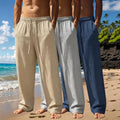 Loose Drawstring Trousers in Sand, Grey and Blue