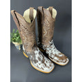 Brown Leather Boots With Spotted Hide Toes