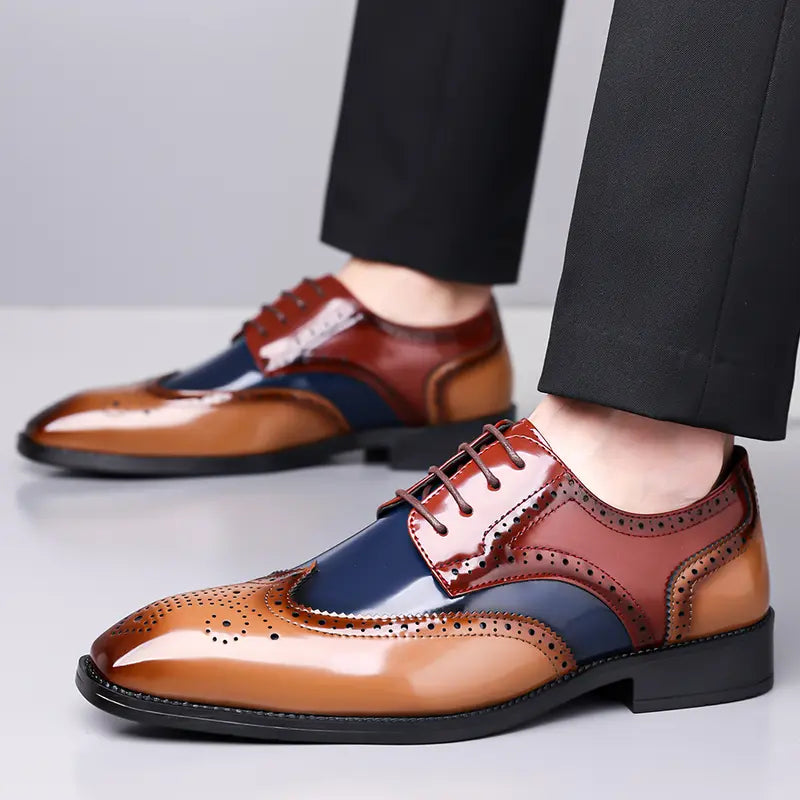 Men's Brogue Oxford Shoes in Tan, Navy and Burgundy