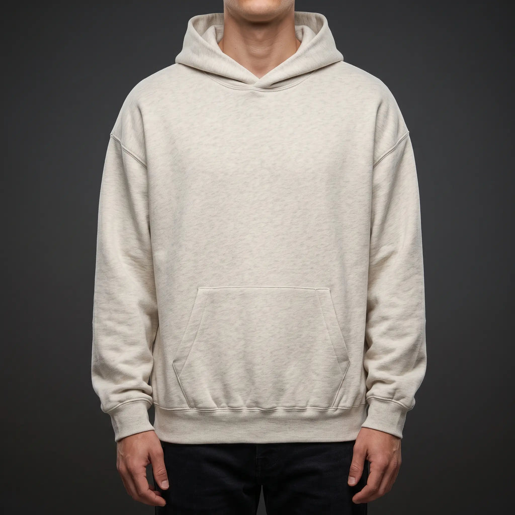 Oatmeal Heather Pullover Hoodie with Kangaroo Pocket
