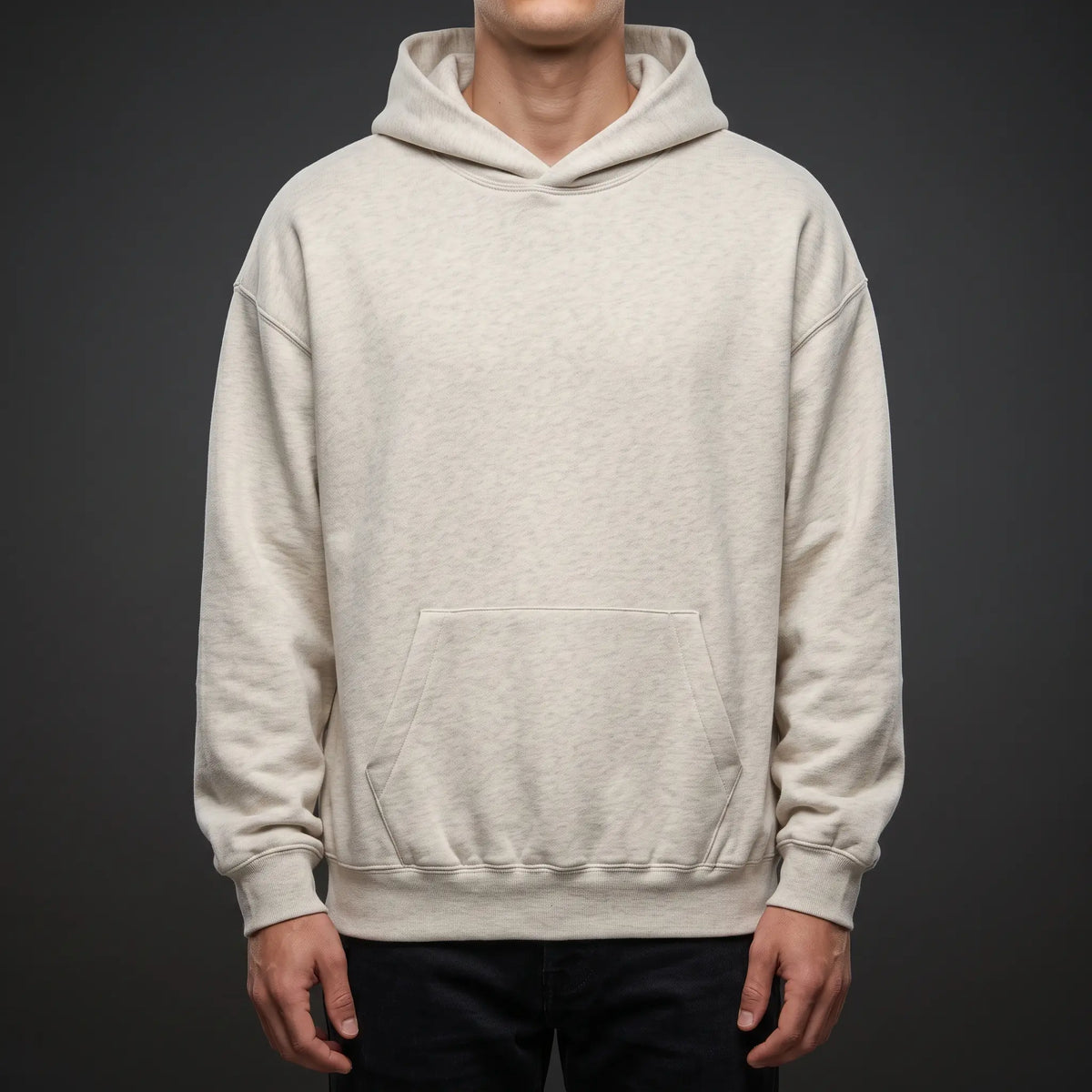 Oatmeal Heather Pullover Hoodie with Kangaroo Pocket