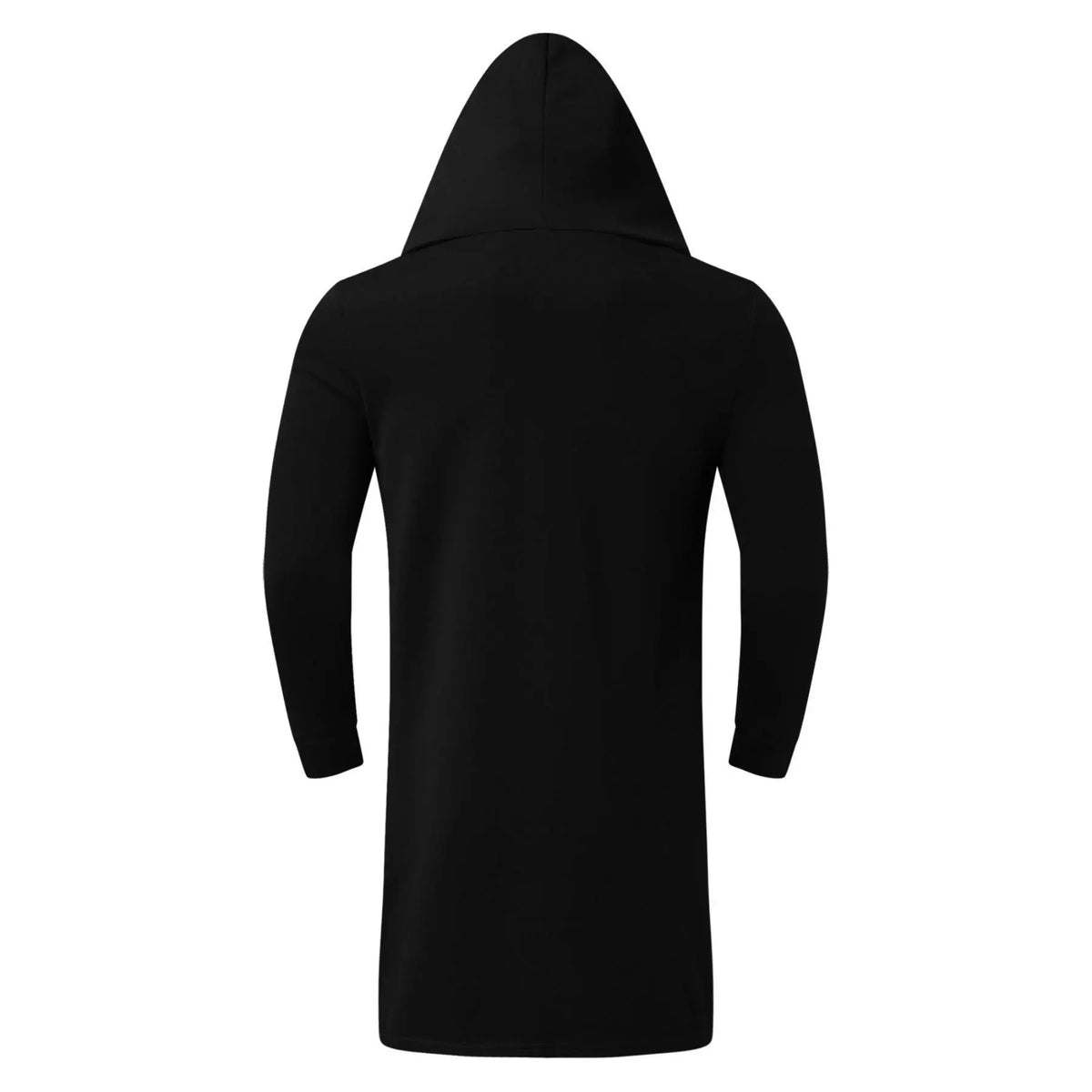 Black Open-Front Hooded Long Cape Coat