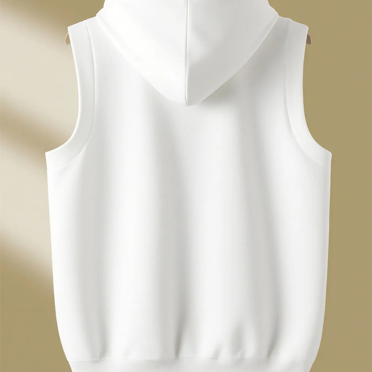 White Zip-Front Hooded Vest with Kangaroo Pocket