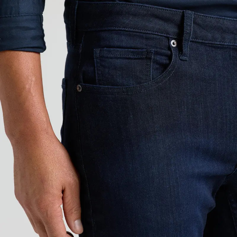 Dark Indigo Straight Leg Five-Pocket Jeans