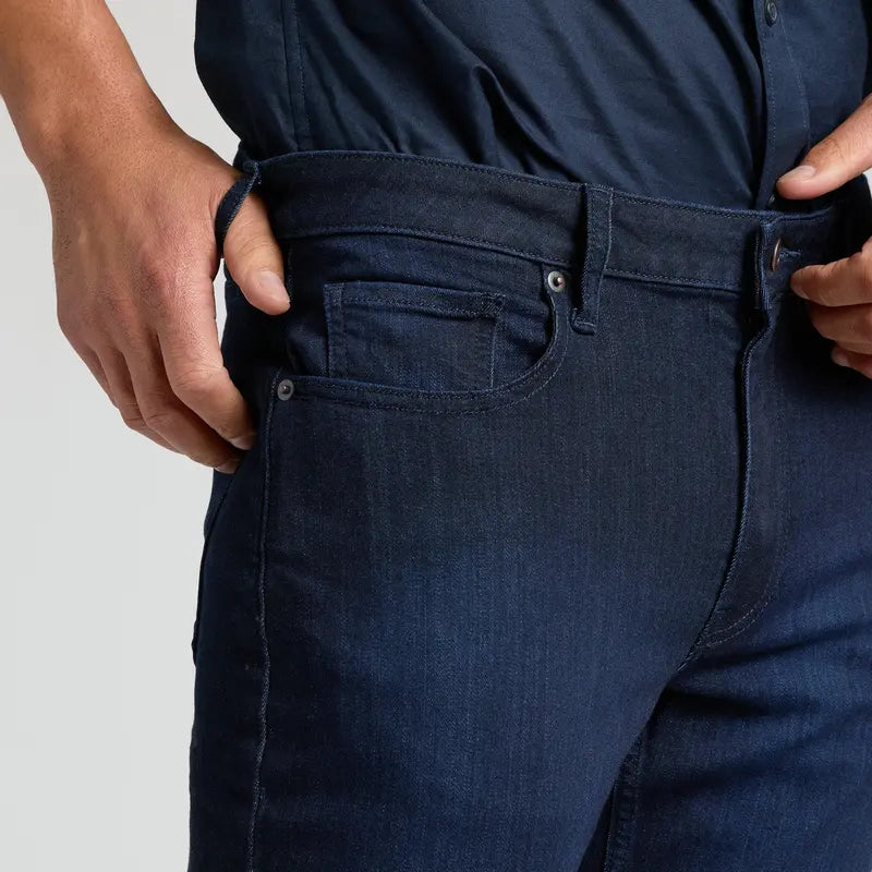 Dark Indigo Straight Leg Five-Pocket Jeans