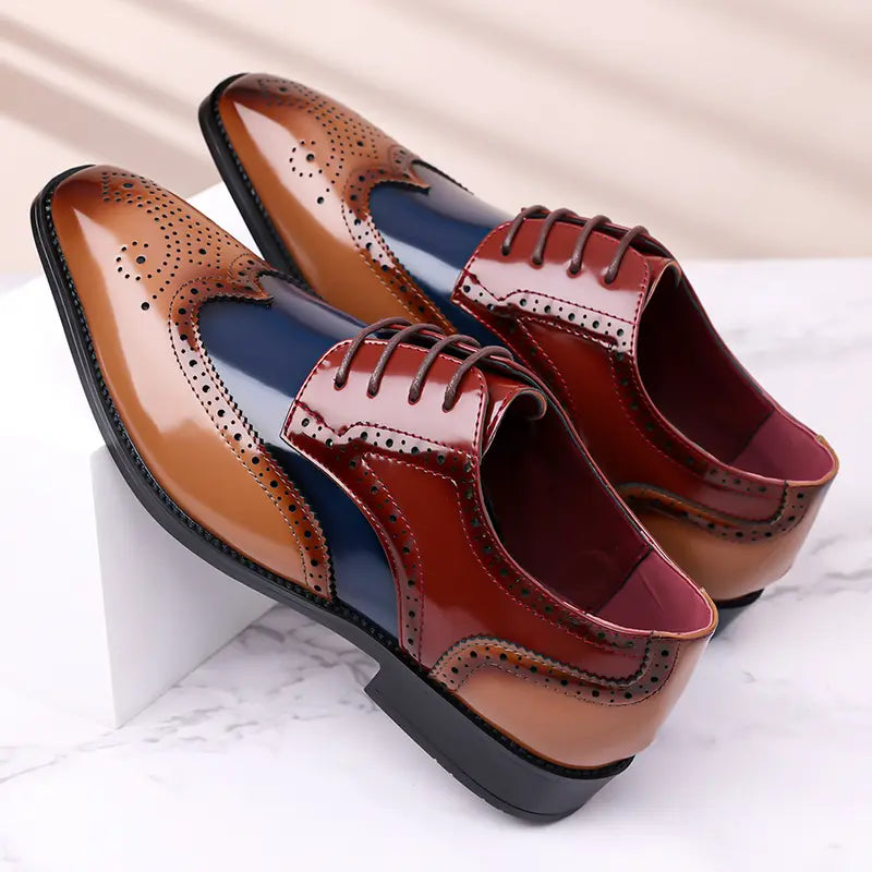 Men's Brogue Oxford Shoes in Tan, Navy and Burgundy