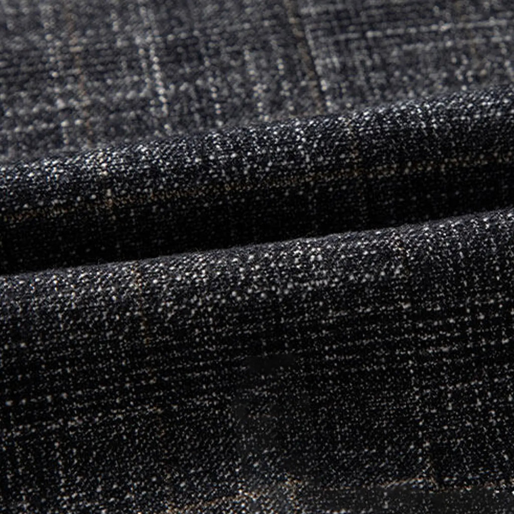 Charcoal Textured Two-Button Blazer with Pocket Square