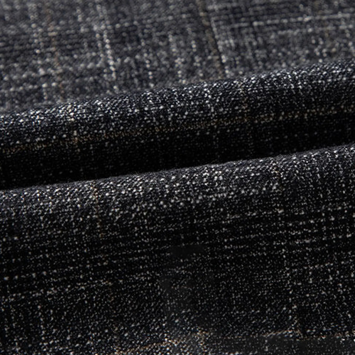 Charcoal Textured Two-Button Blazer with Pocket Square