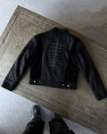 Black Textured Leather Look Biker Jacket