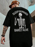 Black Oversized Tee with Skeleton Back Print