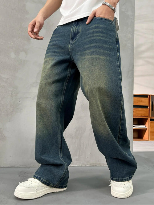 Baggy Wide Leg Faded Blue Denim Jeans