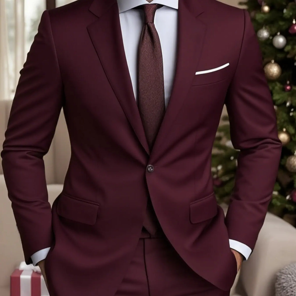 Men's Charcoal Grey Single-Button Suit Jacket