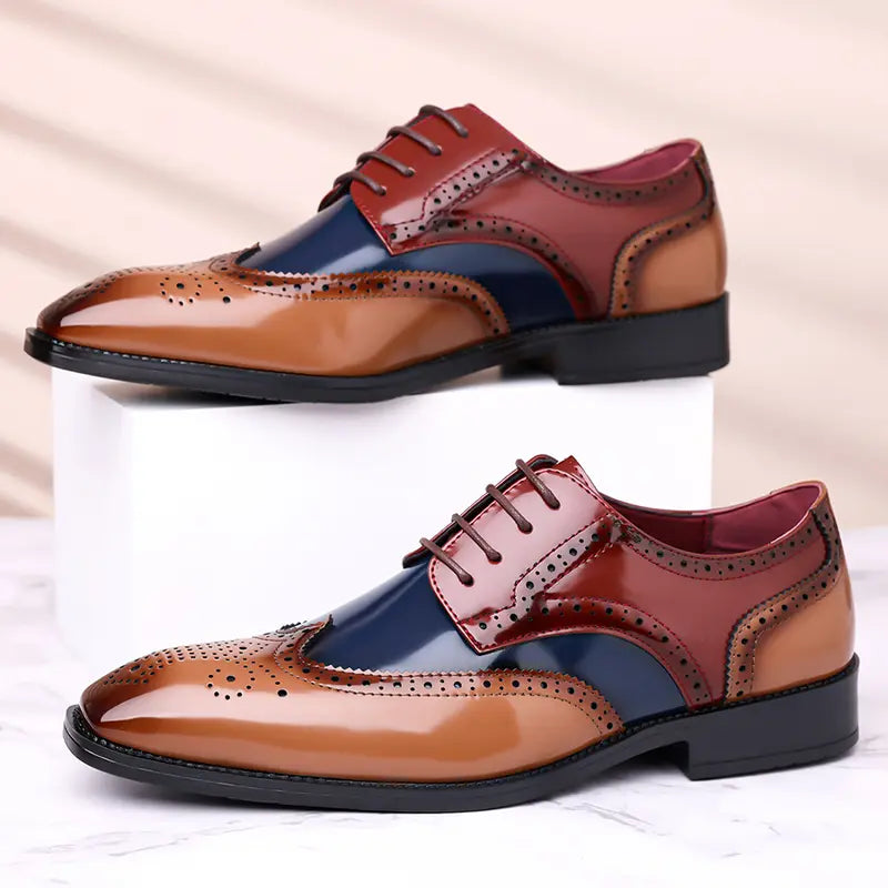 Men's Brogue Oxford Shoes in Tan, Navy and Burgundy