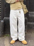 Men's White Loose Straight Leg Denim Pants