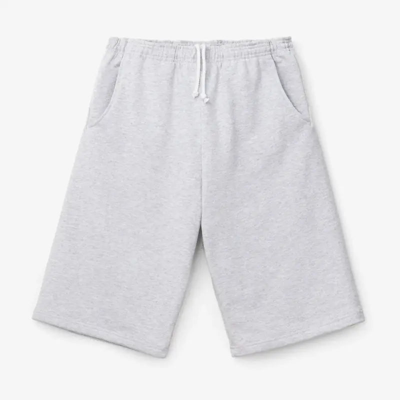 Heather Grey Fleece Sweat Shorts, Wide Fit
