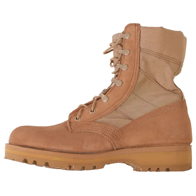 Tan Suede and Canvas Lace-Up Hiking Boot
