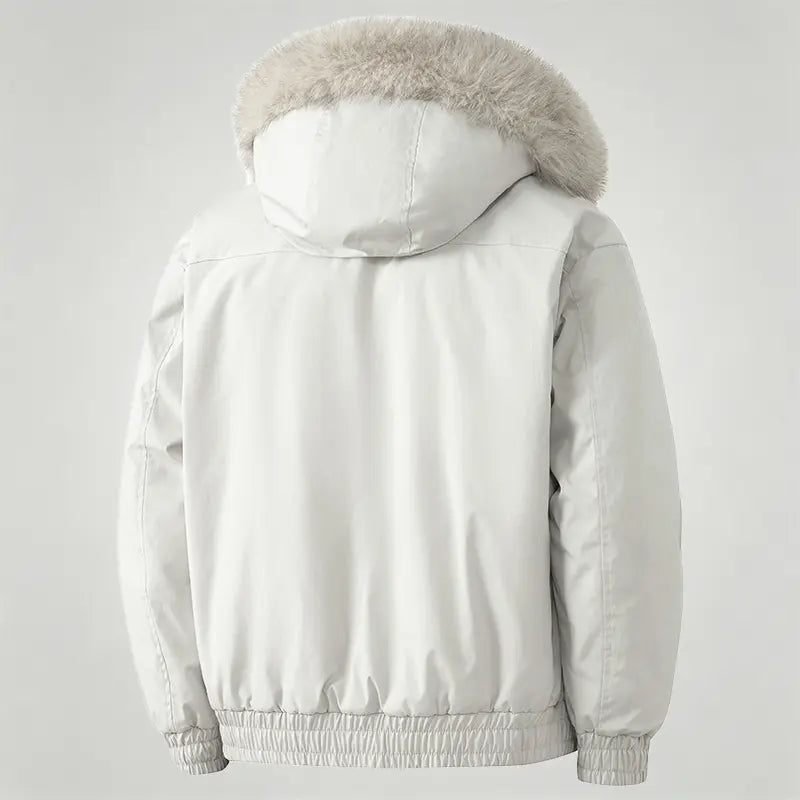 Black Hooded Jacket with Faux Fur Lining