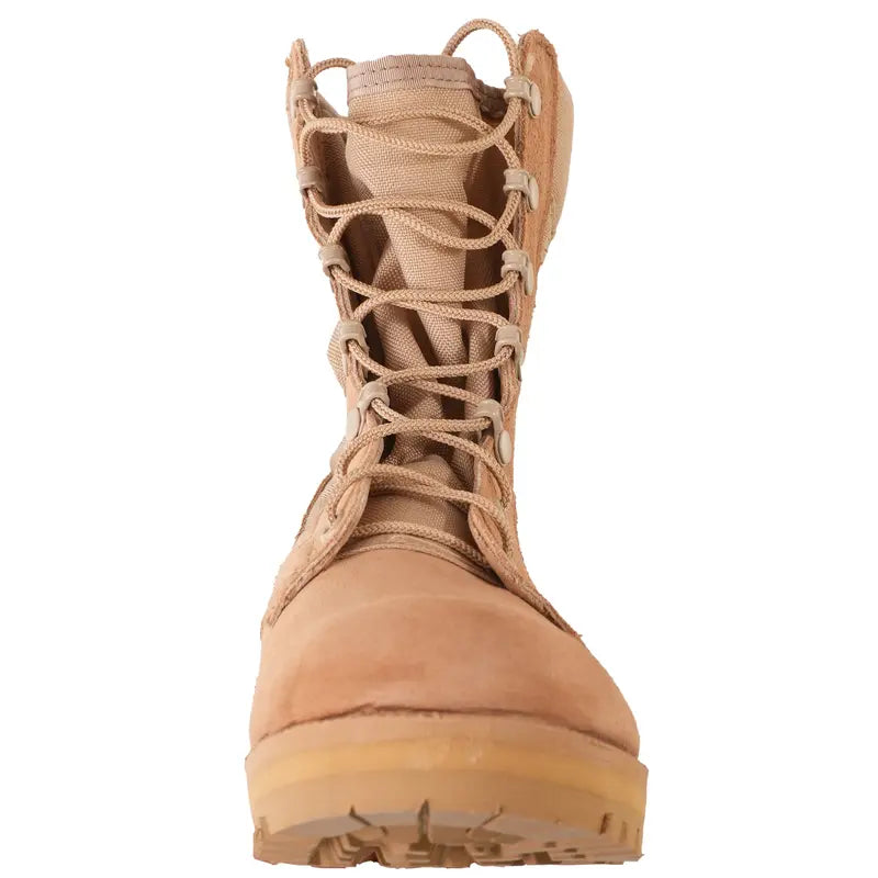 Tan Suede and Canvas Lace-Up Hiking Boot