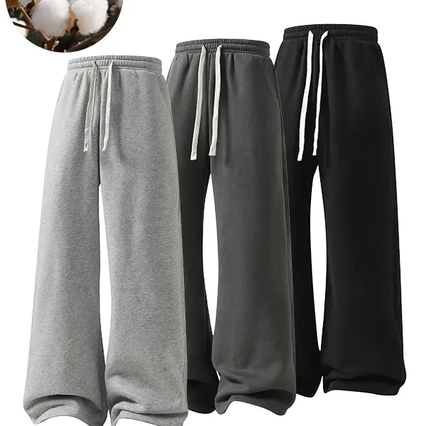 Light Grey Wide-Leg Drawstring Sweatpants