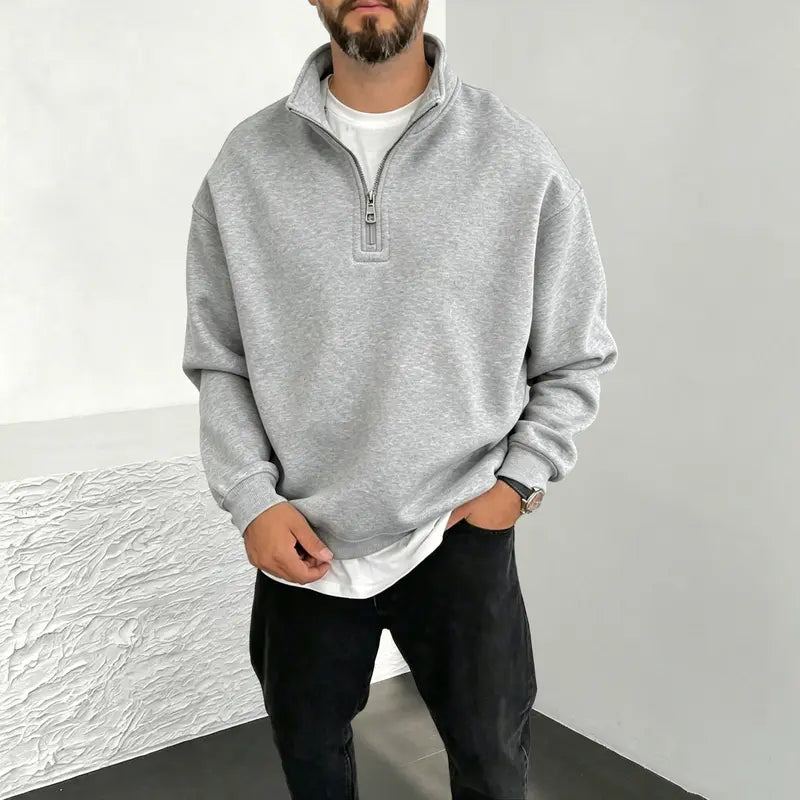 Quarter Zip Stand Collar Fleece Sweatshirt
