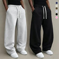 Wide-Leg Drawstring Sweatpants in Grey and Black
