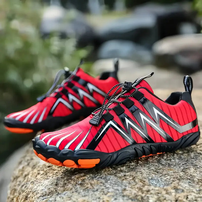 Red Barefoot Water Shoes with Toe Sections