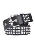 Black Faux Leather Belt with Silver Pyramid Studs