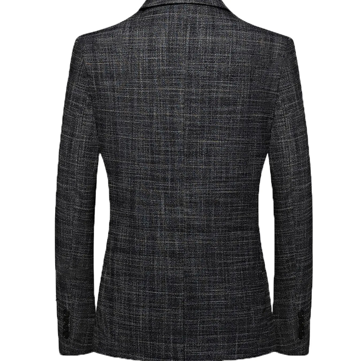 Charcoal Textured Two-Button Blazer with Pocket Square