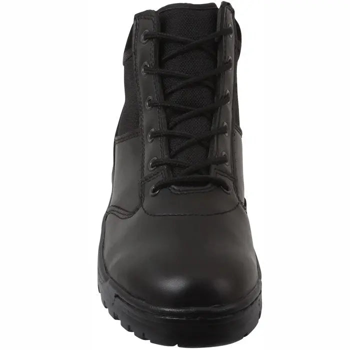 Black Leather and Nylon Lace-Up Work Boots