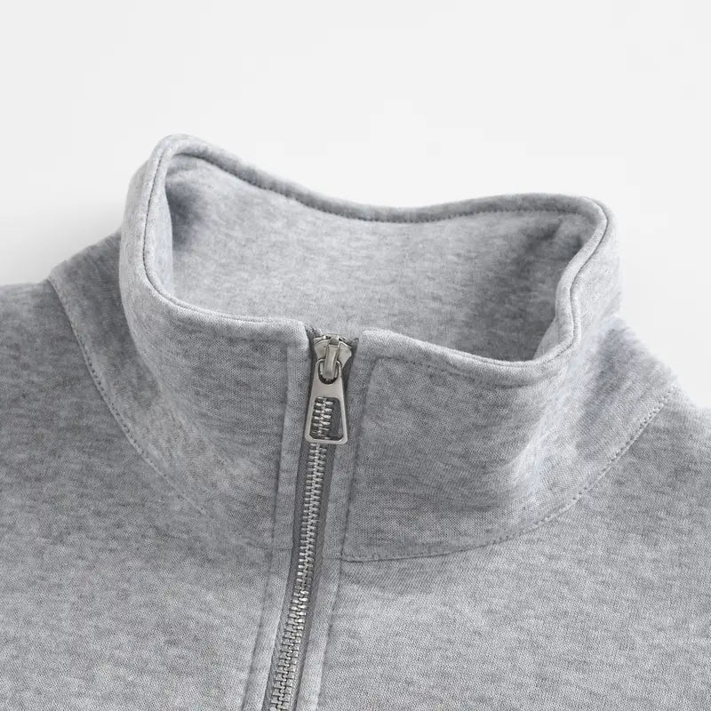 Quarter Zip Stand Collar Fleece Sweatshirt