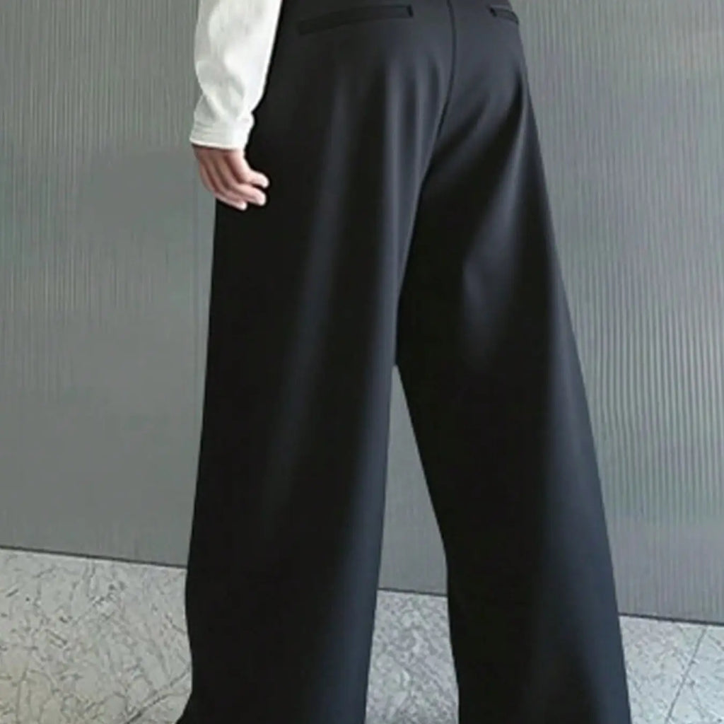 Light Grey Pleated Wide Leg Trousers
