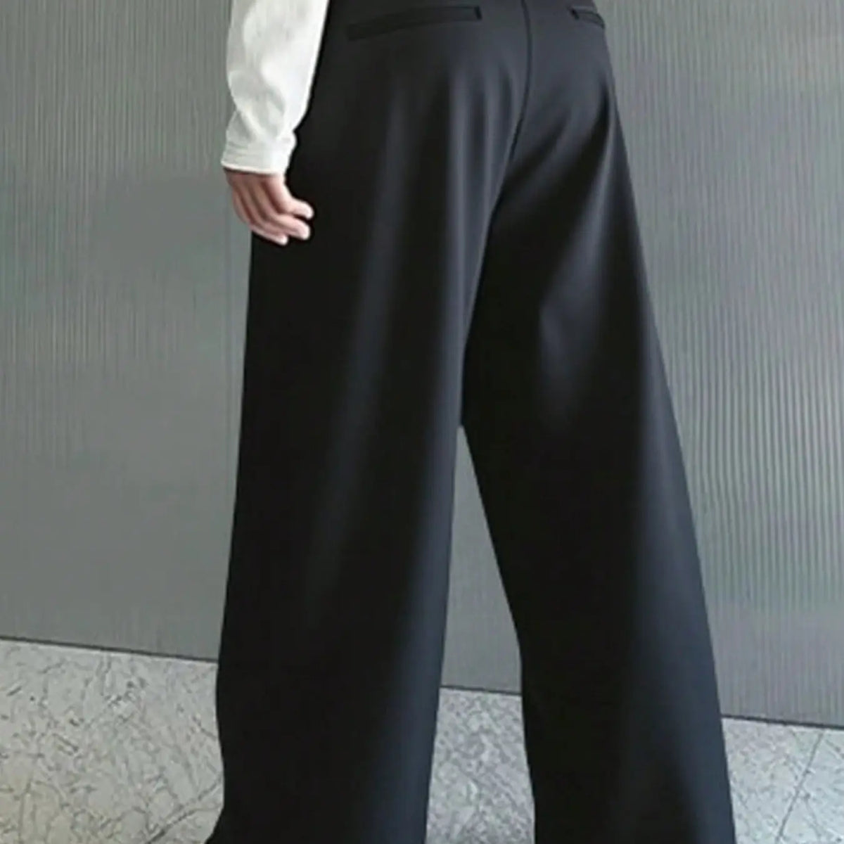 Light Grey Pleated Wide Leg Trousers