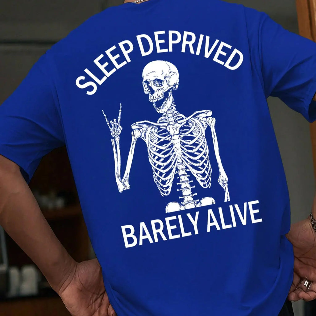 Black Oversized Tee with Skeleton Back Print