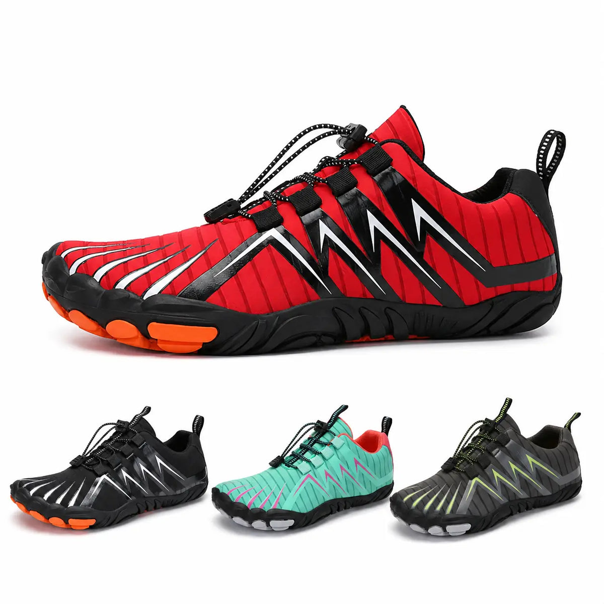 Red Barefoot Water Shoes with Toe Sections