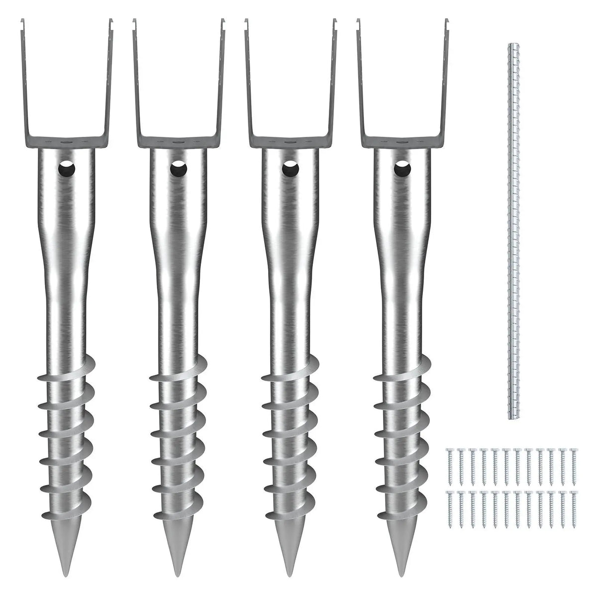 Galvanized Steel Screw-In Ground Anchors Set of Four