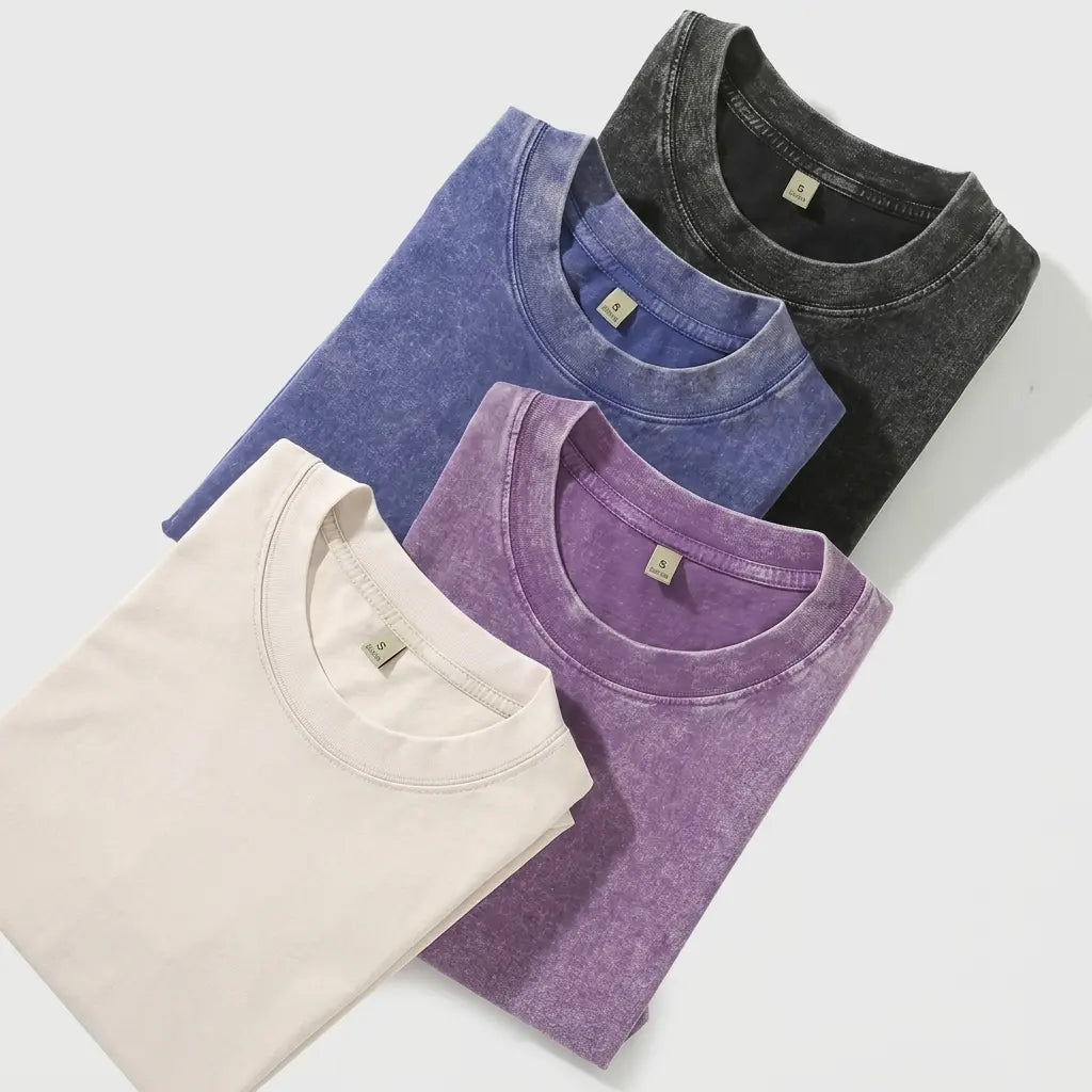 Washed Cotton Round Neck T-Shirts Multipack