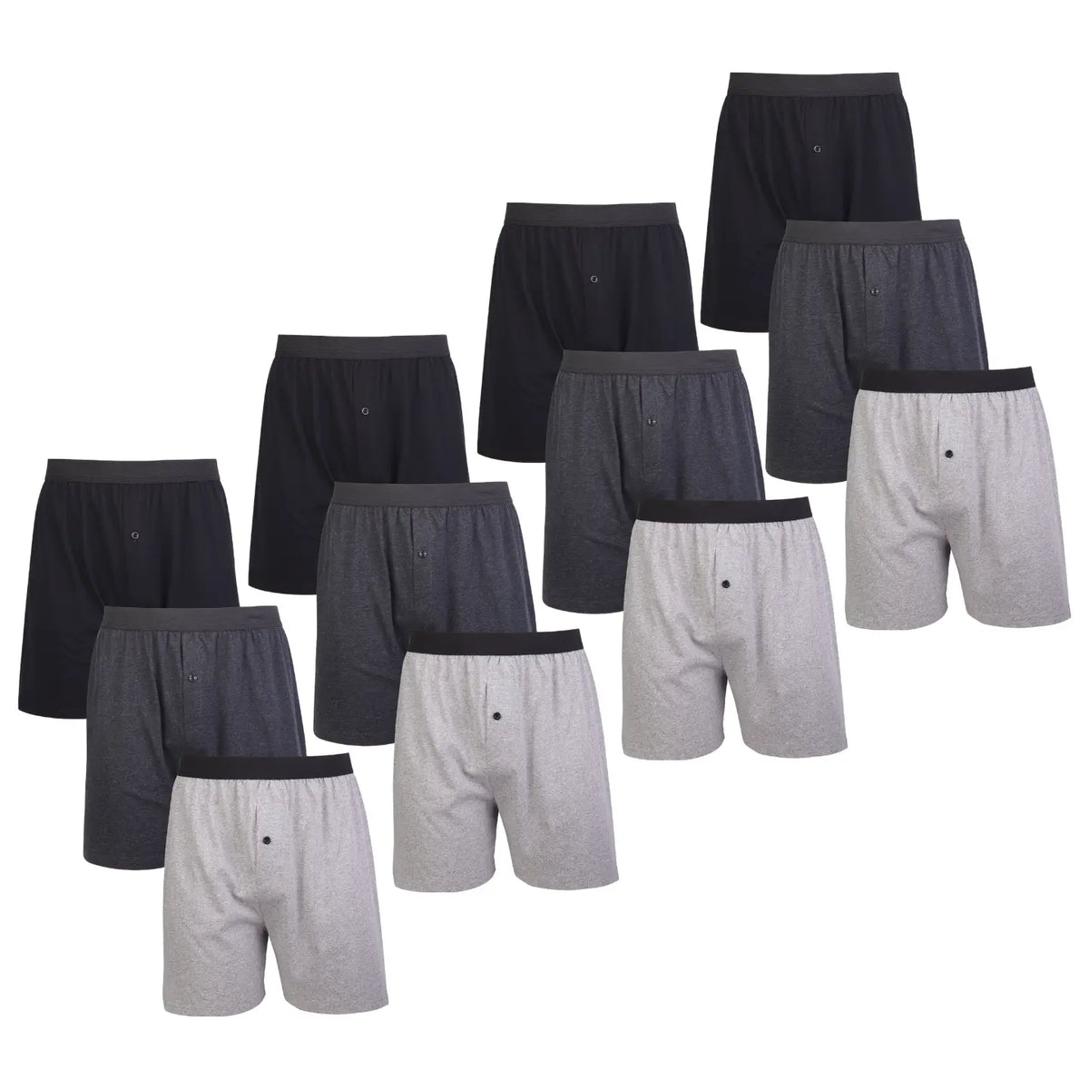 Men's Cotton Boxer Shorts Set in Black and Grey