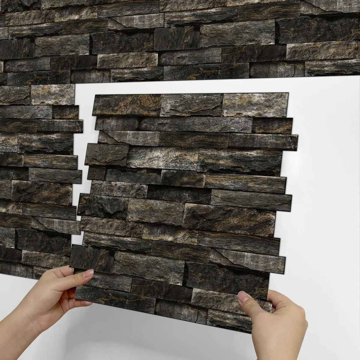 Dark Stacked Stone Look Wall Panels
