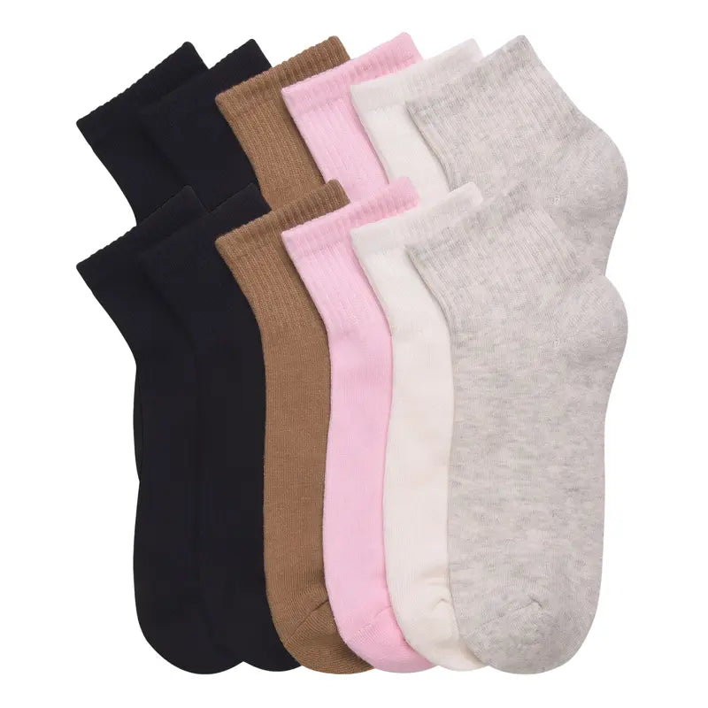 Twelve-Pair Black and White Cushioned Quarter Socks