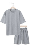 Grey Short Sleeve Tee and Shorts Set