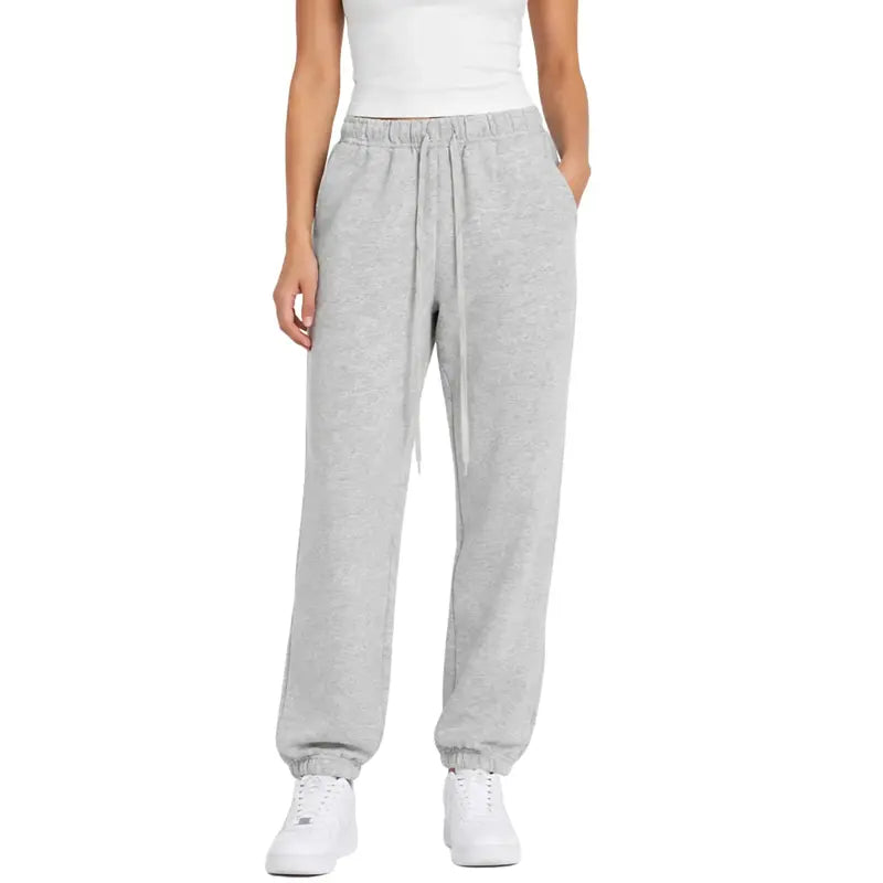 Light Grey Drawstring Fleece Joggers