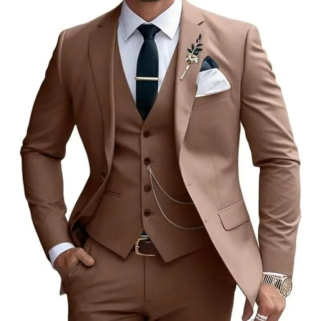White Three-Piece Suit with Vest and Trousers