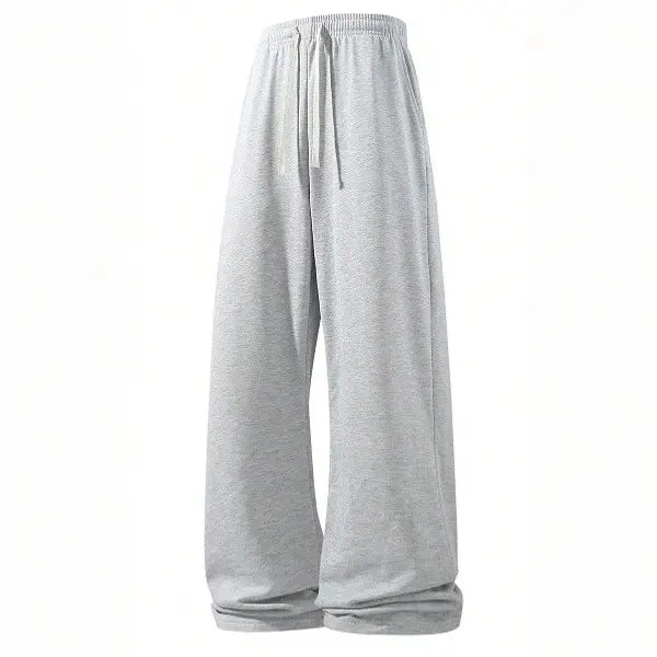 Light Grey Wide-Leg Drawstring Sweatpants