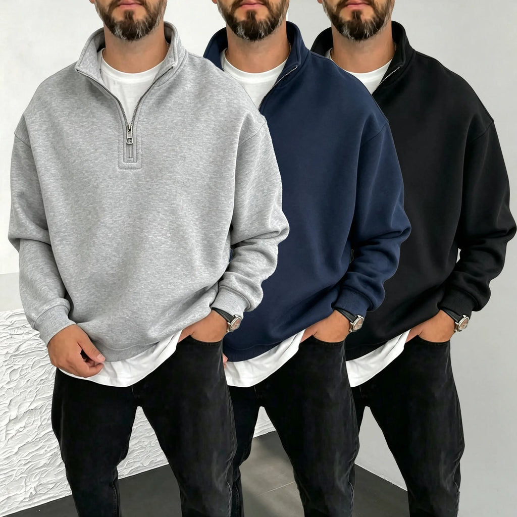 Quarter Zip Stand Collar Fleece Sweatshirt