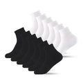 Twelve-Pair Black and White Cushioned Quarter Socks