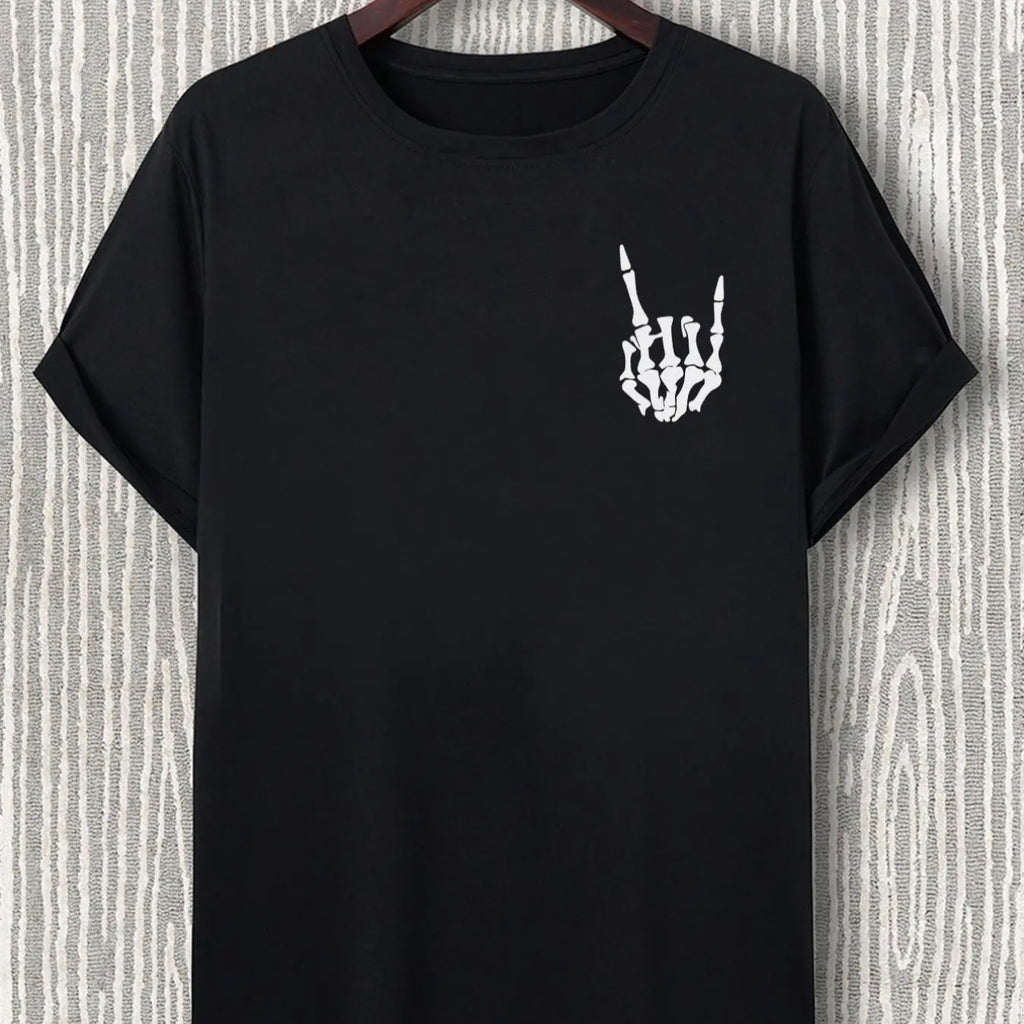 Black Oversized Tee with Skeleton Back Print