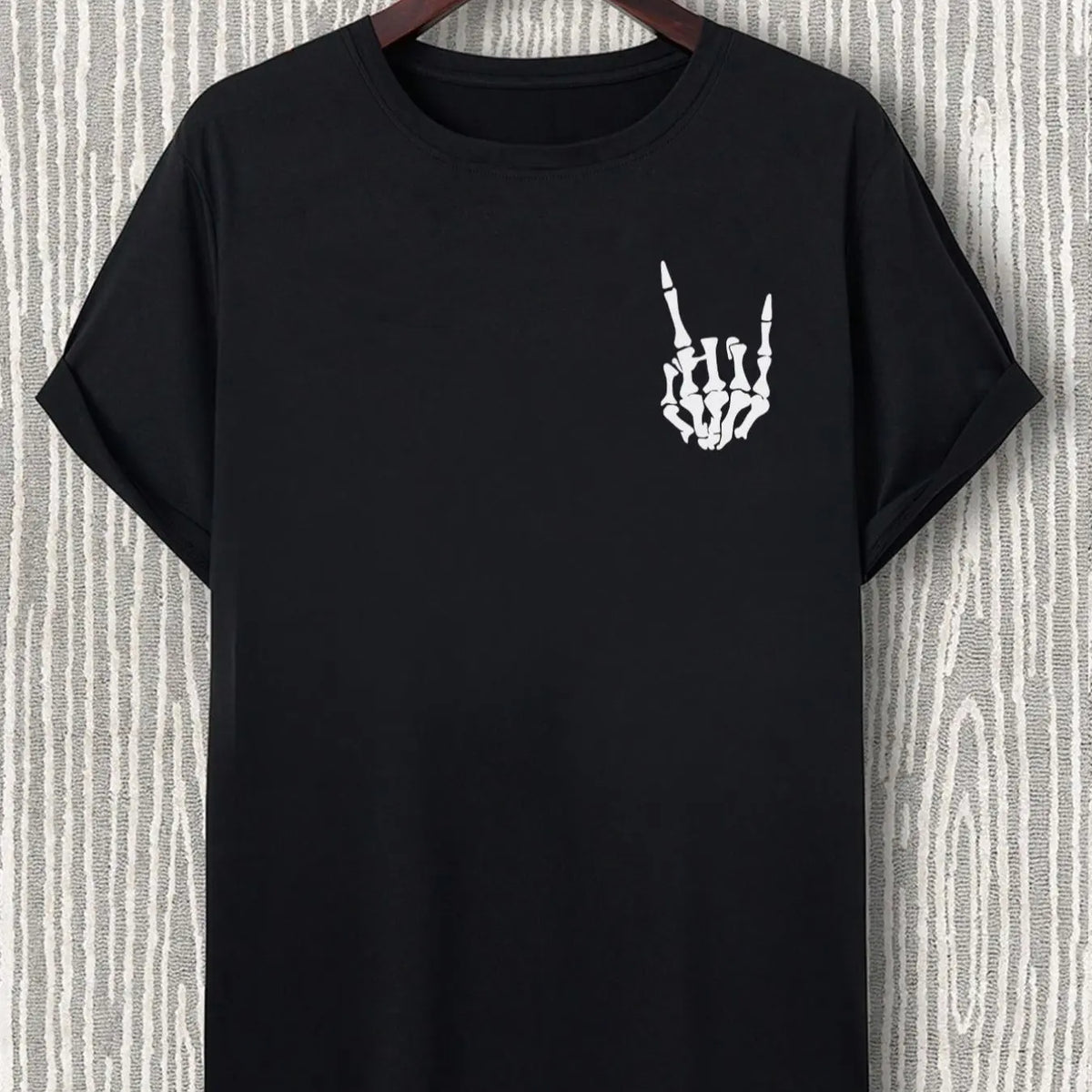 Black Oversized Tee with Skeleton Back Print