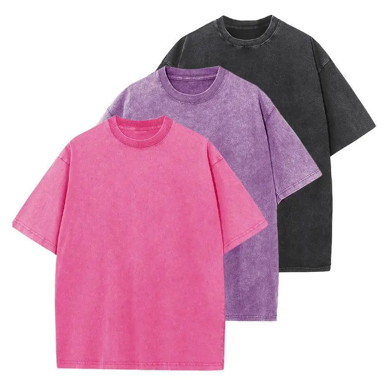 Washed Short Sleeve Crew Neck Tee Three-Pack