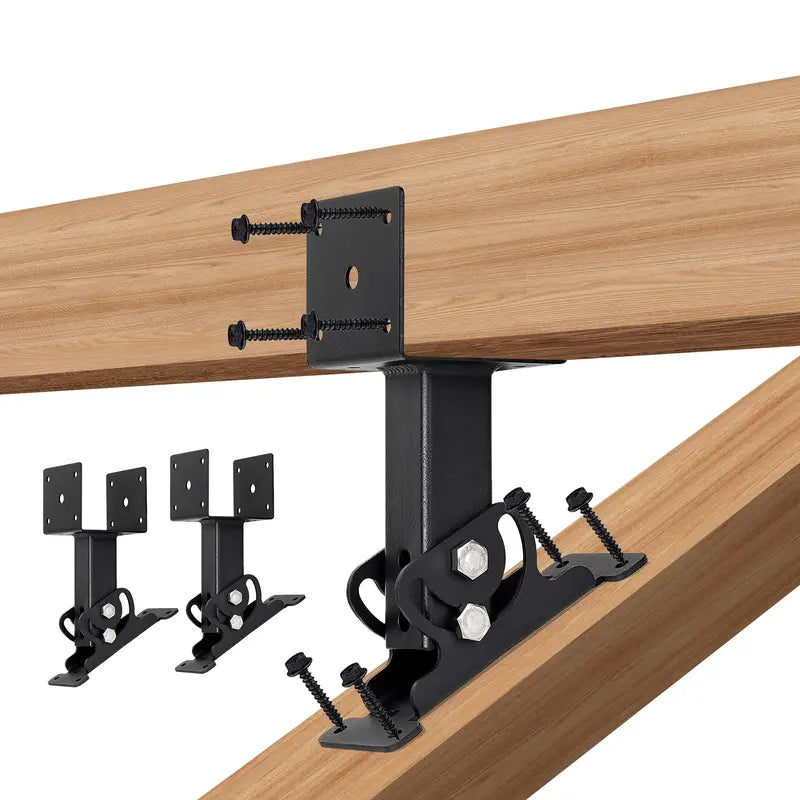 Black Steel Adjustable Post Support Brackets
